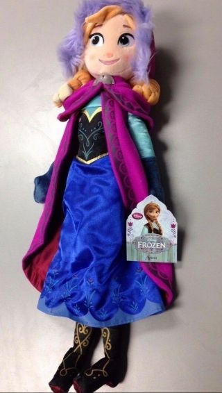 Disney Store Frozen Anna Plush Doll 20 " W/ Great Details,