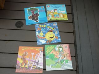 1984 Kids Stuff Book Record Set 45 Rpm Tarzan Pac Man Flash Gordon Care Bears