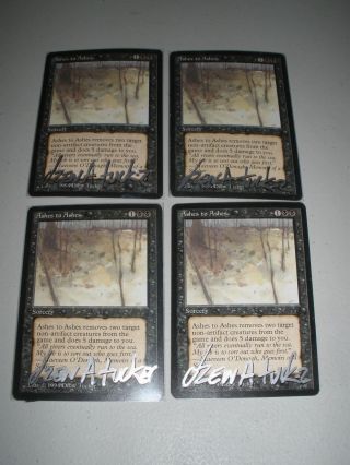 Mtg Magic Signed Artist Proof Ashes To Ashes X4 (w/ Star Wars Sketch) Dark Lp - Nm