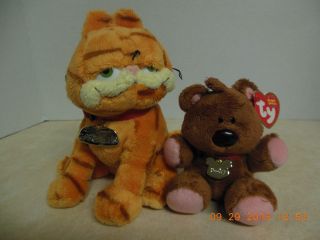 2004 Ty Beanie Babies Pooky Pokey 5 " Teddy Bear,  6 " Garfield Movie Plush Gc
