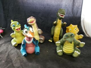 1988 Pizza Hut Land Before Time Dinosaur Puppets Set Of 6 Toys Amblin Vtg (f2)