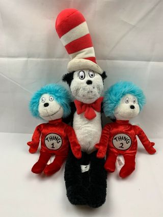 Dr.  Seuss Cat In The Hat & Thing 1 & 2 Stuffed Plush Universal Studios 23 "