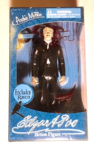 Edgar Allen Poe Action Figure With Raven By Archie Mcphee/accoutrements