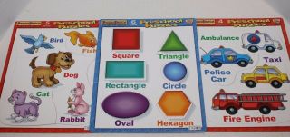 Puzzle Patch Set Of 3 Jigsaw Puzzles Animals,  Vehicles & Shapes Ages 1 1/2,