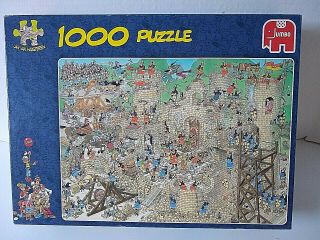 Jan Van Haasteren Jumbo 1000 Piece Puzzle Castle Conflict Comic 27”x19”