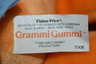 Vintage 1985 Gummi Bears GRAMMI GUMMI Plush Doll Walt Disney Fisher Price 11 
