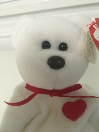 RARE: 1993 Valentino Bear Ty Beanie Baby with Typo on Tag,  PVC,  Brown Nose,  etc 5