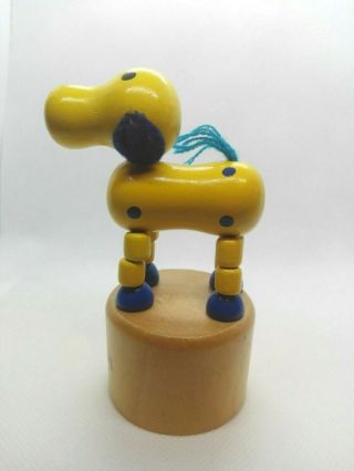 Vintage Eichhorn Dog Wooden Push Bottom Puppet 3