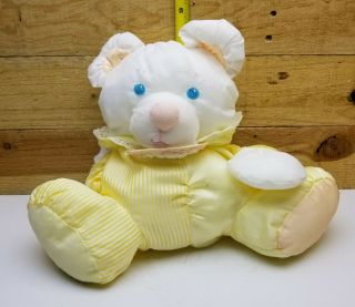 Vintage 1988 Fisher Price Baby Puffalumps Yellow Plush Bear Cub W/rattle