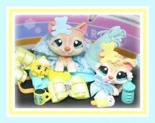 ❤️authentic Littlest Pet Shop Lps 1012 1013 Tan Mommy Baby Husky Puppy Dog❤️