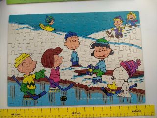 Vintage 1971 Peanuts 100pc Jigsaw Puzzle Mb Milton Bradley Snoopy Winter Skating