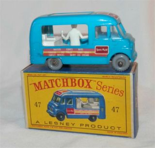 Grey Plastic Wheels.  1960s.  Lesney Matchbox.  47 Lyons Ice Cream Van.