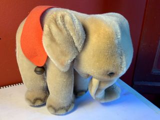 Vintage German Steiff Stuffed Toy Elephant 8.  5” X 10” Glass Eyes Mohair