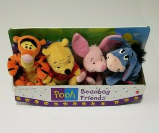 Winnie The Pooh & Friends Disney Mini Bean Bag Plush Tigger Eeyore Piglet Set 4