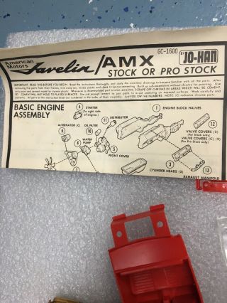 1972 Jo Han American Motors Javelin AMX Pro Stock Racer Model Kit Open Box 7
