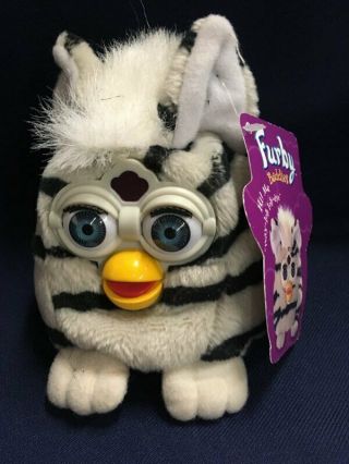Furby Buddies 1999 Tiger Plush Beanie Beanbag Grey Eyes Light Please W/tag
