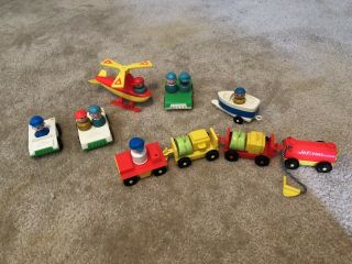 Vintage Fisher Price Little People Set Of Figures And Accessories Airport Set