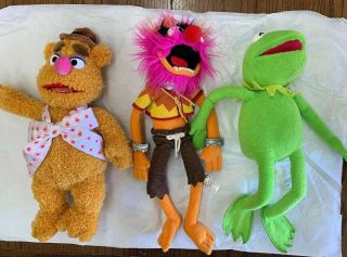 Kermit The Frog Animal Fozzie Bear Plush Stuffed Muppets Poseable Disney 16” 18”