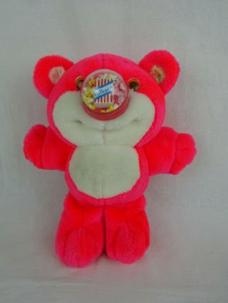 Vintage 11 " Tall Playskool Nosy Bears Plush Popcorn Nose Red/pink 1987