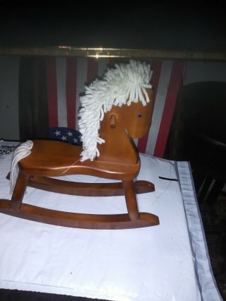 Mini 11 " Wooden Rocking Horse Toy Doll & Teddy Bear Display Euc 7334