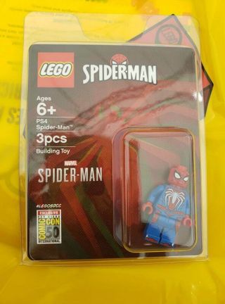 Sdcc 2019 Lego Exclusive Marvel Ps4 Spider - Man Minifigure Mini - Fig In Hand