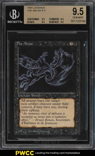 1994 Magic The Gathering Mtg Legends The Abyss R K Bgs 9.  5 Gem (pwcc)
