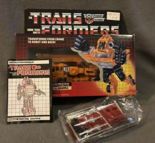 Transformers G1 Grapple In Bubble Box Sticker Sheet Weapon Complete