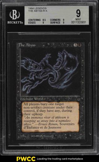 1994 Magic The Gathering Mtg Legends The Abyss R K Bgs 9 (pwcc)