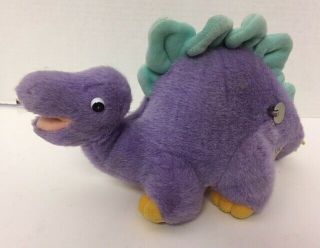 1991 Plush Creations Dinosaur Wind - Up Musical Plush Purple Put On Happy Face C10