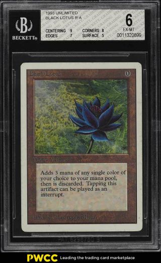 1993 Magic The Gathering Mtg Unlimited Black Lotus R A Bgs 6 Exmt (pwcc)