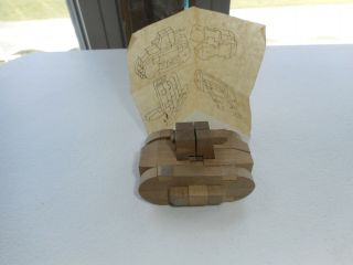 Vintage Japan Wood Mini Army Tank Puzzle 3 " Long W Instructions Exc