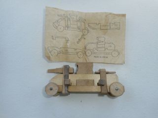 Vintage Japan Wood Mini Army Tank Puzzle 4.  75 " Long W Instructions Exc