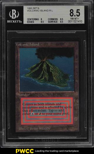 1993 Magic The Gathering Mtg Beta Dual Land Volcanic Island R L Bgs 8.  5 (pwcc)