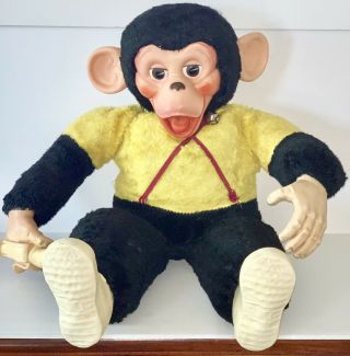 Vintage Stuffed Monkey/chimp W/banana Tagged From Toy Products Kansas City Mo