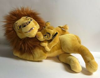 Disney Parks Lion King Mufasa & Simba Plush Set Stuffed Doll Authentic