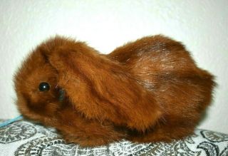 Handcrafted Stuffed Brown Bunny Rabbit Toy W/real Fur Mink? Signed Kathy Bindert