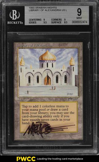 1993 Magic The Gathering Arabian Nights Library Of Alexandria Auto Bgs 9 (pwcc)