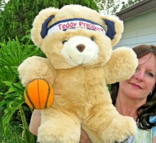 Rare Vintage Teddy Precious Basketball Bear Soft Plush Stuffed Animal Doll