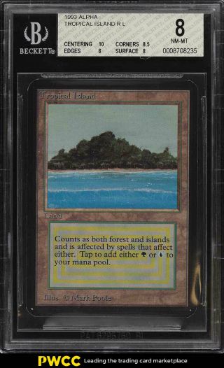 1993 Magic The Gathering Mtg Alpha Dual Land Tropical Island R L Bgs 8 (pwcc)