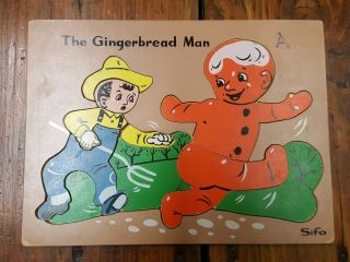 Sifo Wooden Puzzle The Gingerbread Man Wood Vintage Educational School