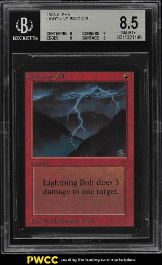 1993 Magic The Gathering Mtg Alpha Lightning Bolt C R Bgs 8.  5 Nm - Mt,  (pwcc)