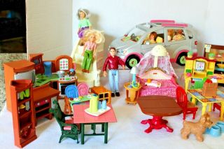 Fisher Price Loving Family Doll House Furniture Mini Van Dolls Dogs Horses 2