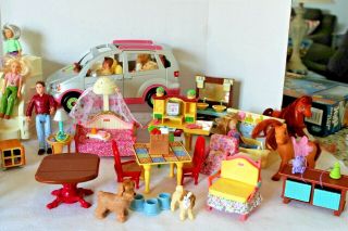 Fisher Price Loving Family Doll House Furniture Mini Van Dolls Dogs Horses 3