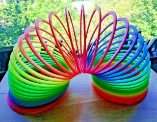 Rainbow Slinky Large Jumbo Coils Plastic Spring 6 " X 6 " Inches Stair Walker