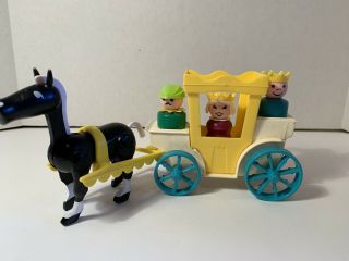 Vintage Fisher Price Little People Carriage Black Horse Harness Queen Prince