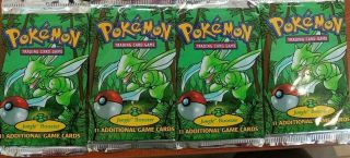 (4) Pokemon Jungle Booster Card Packs (1) Fossil Pack With Holes