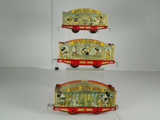 Lionel Trains Mickey Mouse Walt Disney Tin Lithograph Circus Cars 1935