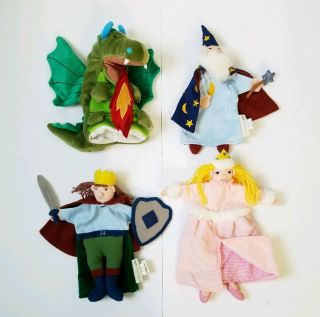 Pottery Barn Kids Hand Puppets Princess Prince Wizard Dragon Pretend Play