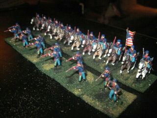24 Painted 1/72 Us Civil War Union Mounted Dismounted Michigan Wolverine Cavalry
