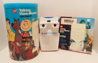 Vintage 1973 Gaf Talking View - Master W/ Storage Can & Godzilla 